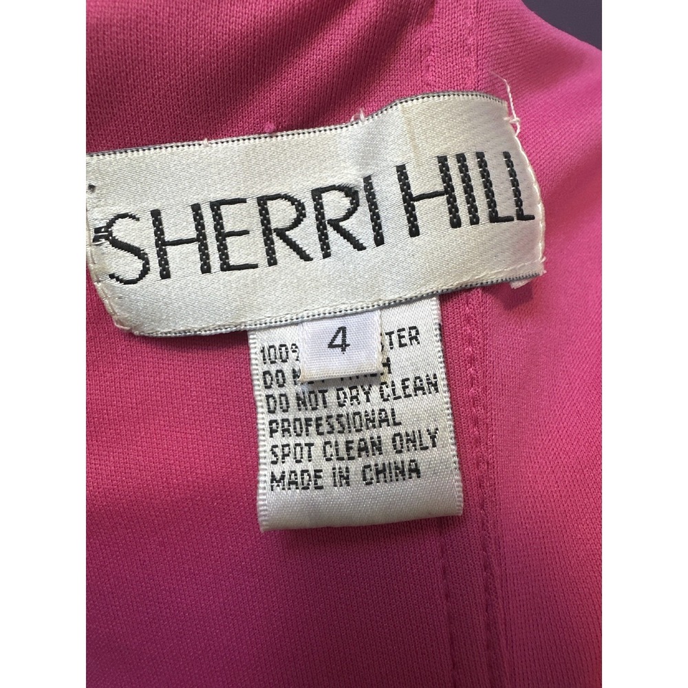 Sherri Hill Hot Pink Bandage Dress Size 4 Beaded Rhinestone Cocktail Prom Party - Picture 5 of 16
